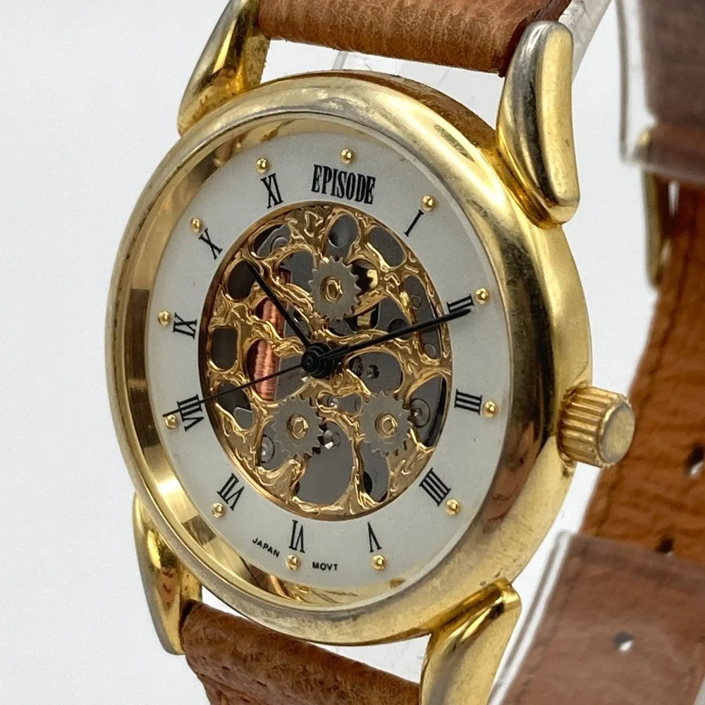 Vintage Episode Women's Watch 32mm Gold Tone Faux Skeleton New Battery 8